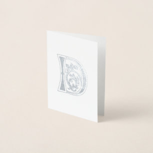 Tarjeta Con Relieve Metalizado D de Capital Decorativo Botánico Medieval