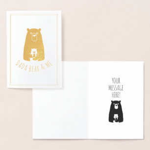 Tarjeta Con Relieve Metalizado DADA BEAR & YO   Papá Hijos Hija Hijo Dada Bear