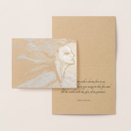 Tarjeta Con Relieve Metalizado "Dale alas a tu fuego divino"