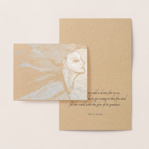 Tarjeta Con Relieve Metalizado "Dale alas a tu fuego divino"