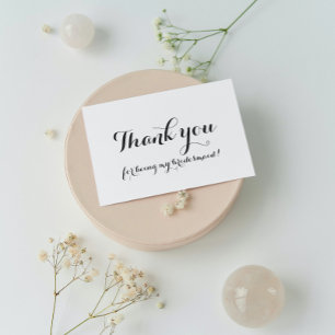 Tarjeta Con Relieve Metalizado Dama de Honor Blanca Agradecimiento Boda