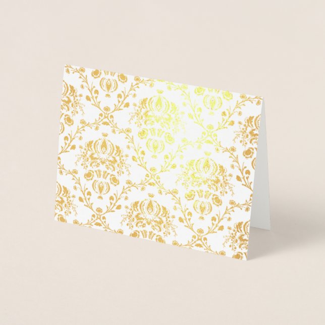 Tarjeta Con Relieve Metalizado Damasco de oro (Anverso)
