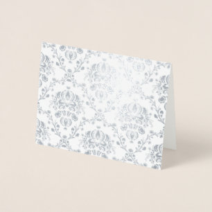 Tarjeta Con Relieve Metalizado Damasco plateado
