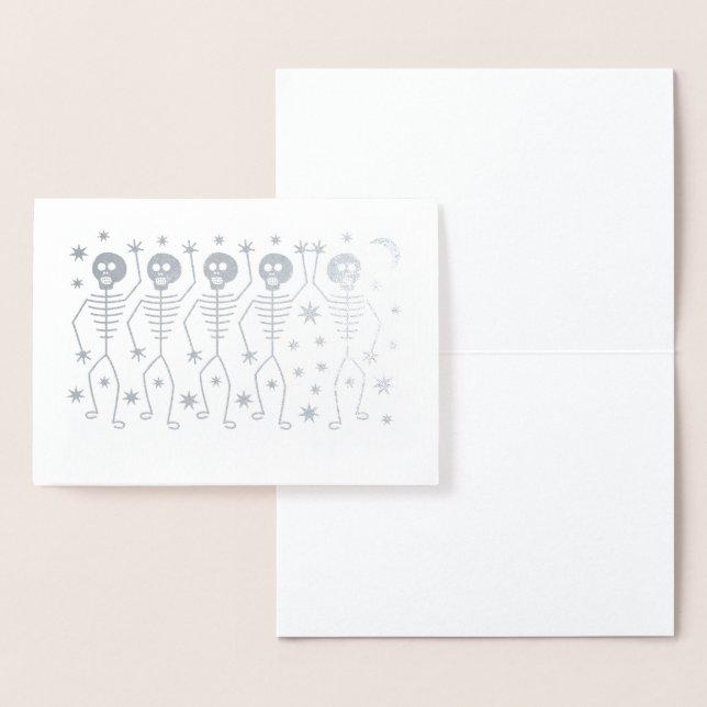 Tarjeta Con Relieve Metalizado DANCING SKELETONS HALLOWEB REAL Relieve metalizado (Demostración)