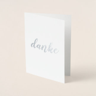 Tarjeta Con Relieve Metalizado Danke German Gracias Cepillo Guión Elegante