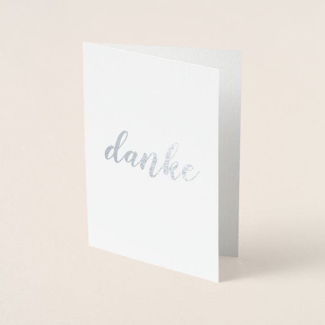 Tarjeta Con Relieve Metalizado Danke German Gracias Cepillo Guión Elegante (Anverso)