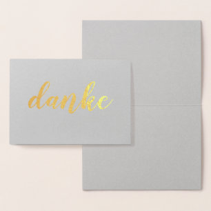 Tarjeta Con Relieve Metalizado Danke German Gracias Elegante Guión De Pincel