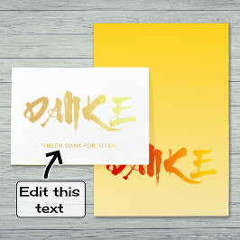 Tarjeta Con Relieve Metalizado Danke german gracias oro