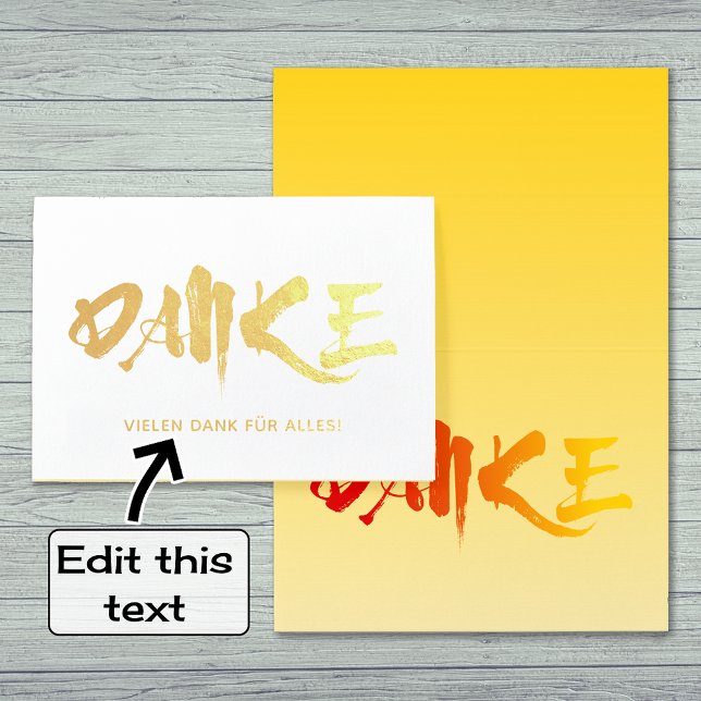 Tarjeta Con Relieve Metalizado Danke german gracias oro (Subido por el creador)