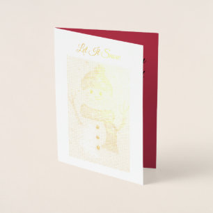 Tarjeta Con Relieve Metalizado Dejen que nieve - Snowman