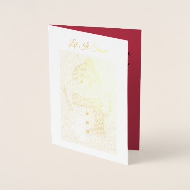 Tarjeta Con Relieve Metalizado Dejen que nieve - Snowman (Anverso)