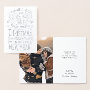 Tarjeta Con Relieve Metalizado Deseando muy Feliz Navidad Festividad Navidad Plat
