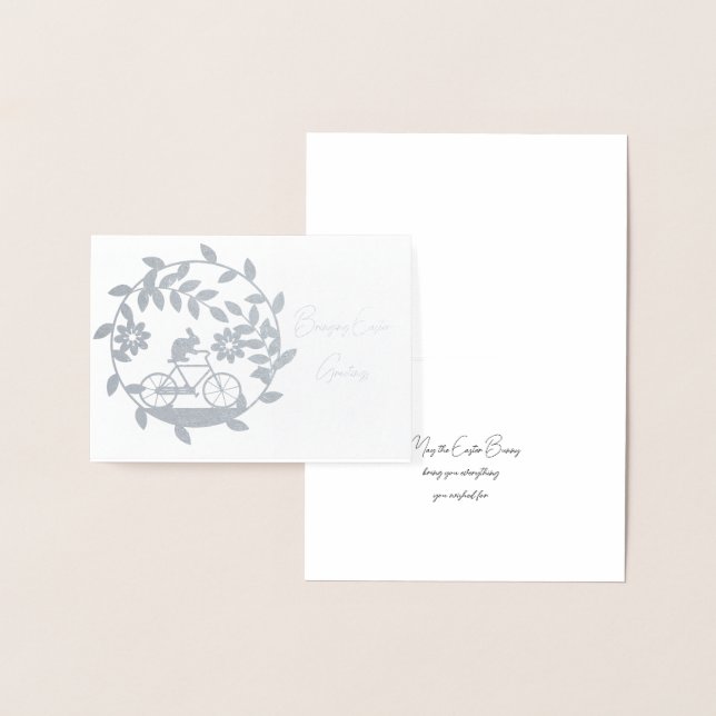 Tarjeta Con Relieve Metalizado Deseos de Conejo de Pascua de Plata (Demostración)