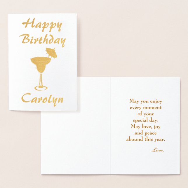 Tarjeta Con Relieve Metalizado Deseos de Cumpleaños Cristal Martini (Demostración)