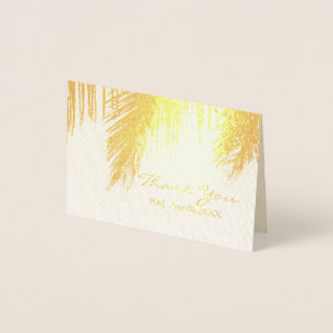 Tarjeta Con Relieve Metalizado destino tropical de palmeras Bodas Gracias