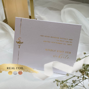 Tarjeta Con Relieve Metalizado Detalles de Boda Elegante y Respuesta en Línea Adj