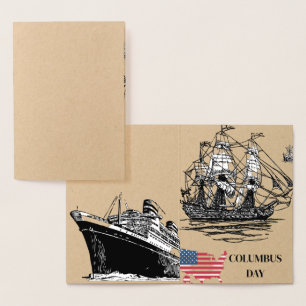 TARJETA CON RELIEVE METALIZADO DÍA DE COLÓN
