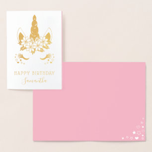 Tarjeta Con Relieve Metalizado Día de cumpleaños feliz de la floral de oro de bon
