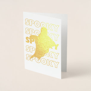 Tarjeta Con Relieve Metalizado Día de las Brujas Fantasma Espeluznante