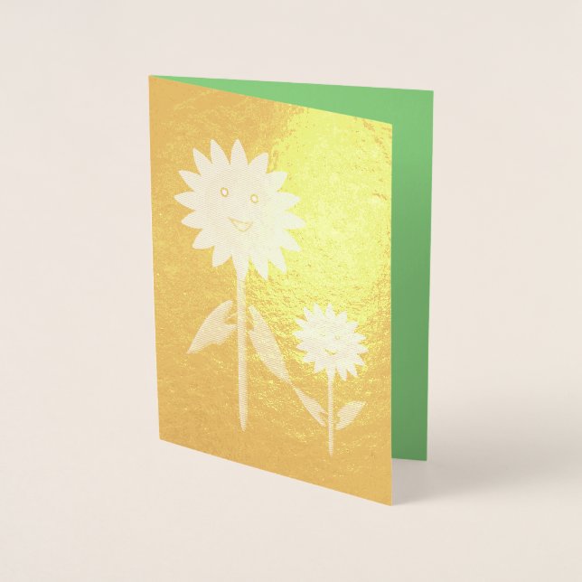 Tarjeta Con Relieve Metalizado Día de las Madres Girasoles Personalizados (Anverso)