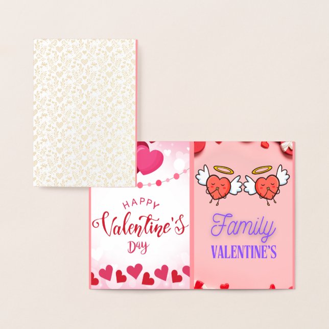 Tarjeta Con Relieve Metalizado Día de San Valentín familiar  (Demostración)