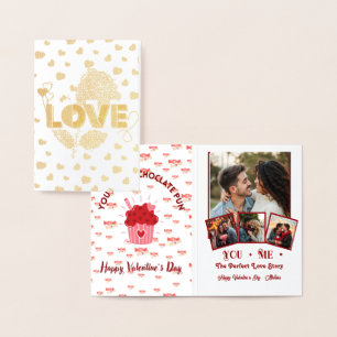 Tarjeta Con Relieve Metalizado Día de San Valentín fotográfico personalizado