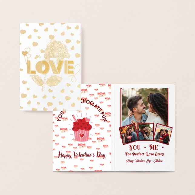 Tarjeta Con Relieve Metalizado Día de San Valentín fotográfico personalizado (Demostración)