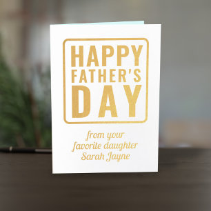 Tarjeta Con Relieve Metalizado Día del Padre Foto de Hija Favorita