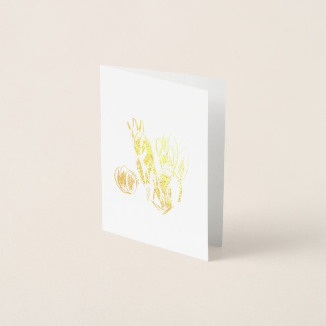 Tarjeta Con Relieve Metalizado Dibujo de Peacock (Anverso)