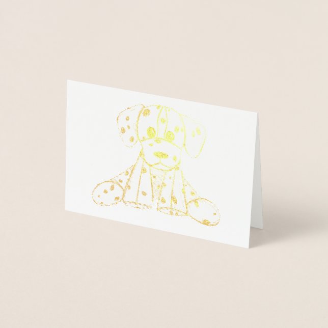 Tarjeta Con Relieve Metalizado Dibujo de perros rellenos dálmatas esquema simple  (Anverso)