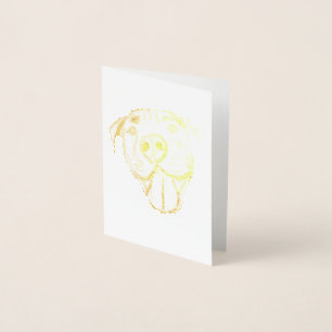 Tarjeta Con Relieve Metalizado dibujo de pitbull simple amantes de perros blanco
