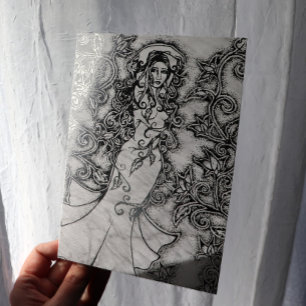 Tarjeta Con Relieve Metalizado Diosa floral