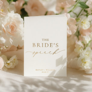 Tarjeta Con Relieve Metalizado Discurso de boda de la novia Ellesmere