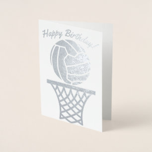 Tarjeta Con Relieve Metalizado Diseño de bolas temáticas de Netball Feliz cumplea