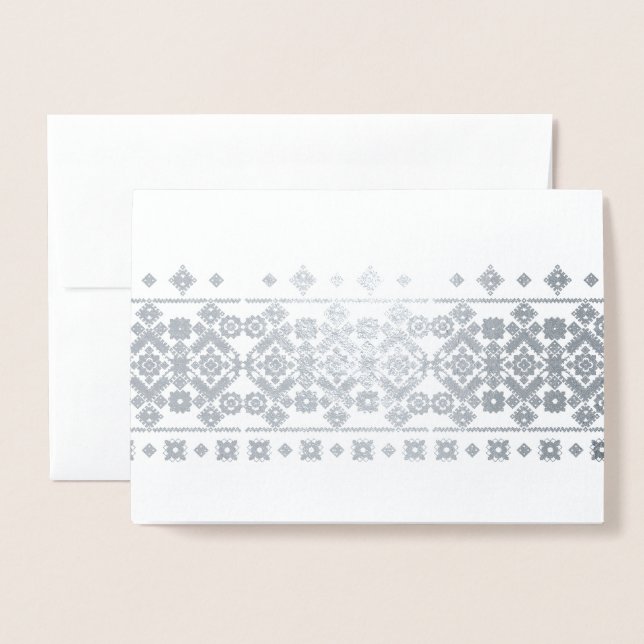 Tarjeta Con Relieve Metalizado Diseño de bordado (Anverso con sobre)