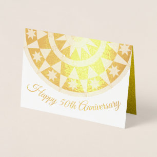 Tarjeta Con Relieve Metalizado Diseño de estrella elegante para 50º aniversario