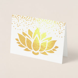 Tarjeta Con Relieve Metalizado Diseño de flores de loto de Relieve metalizado de 