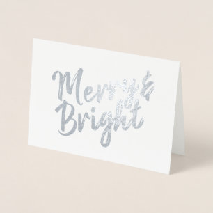 Tarjeta Con Relieve Metalizado Diseño de guiones pintados de merry y Bright