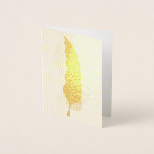 Tarjeta Con Relieve Metalizado Diseño de hoja abstracta