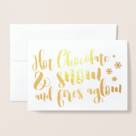 Tarjeta Con Relieve Metalizado Diseño de rima de nieve y chocolate caliente