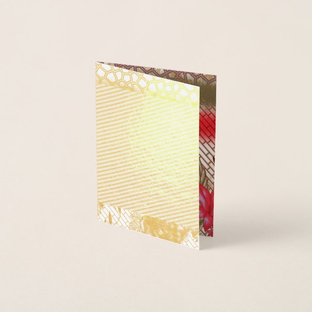 Tarjeta Con Relieve Metalizado Diseño de tejidos intrincados con motivos florales (Anverso)