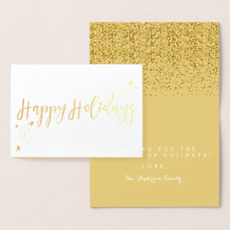 Tarjeta Con Relieve Metalizado Diseño de tipografía clásica de vacaciones felices