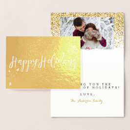 Tarjeta Con Relieve Metalizado Diseño de tipografía clásica de vacaciones felices