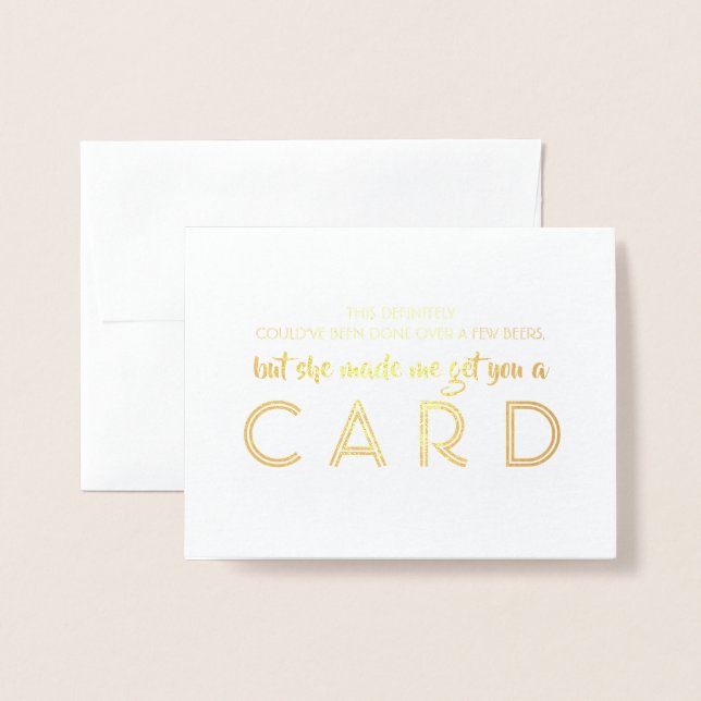 Tarjeta Con Relieve Metalizado Divertida propuesta de Groomsman - me hizo consegu (Anverso con sobre)