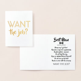 Tarjeta Con Relieve Metalizado Divertida Propuesta De Groomsman - ¿Quieres El Tra