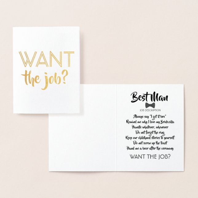 Tarjeta Con Relieve Metalizado Divertida Propuesta De Groomsman - ¿Quieres El Tra (Demostración)