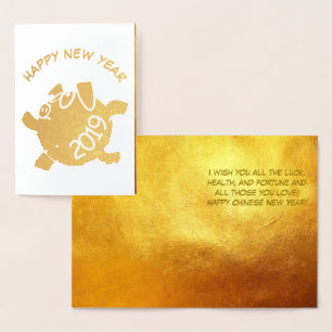 Tarjeta Con Relieve Metalizado Divertido 6 Cerdo Cartoon Año Zodiaco Cumpleaños L