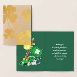 Tarjeta Con Relieve Metalizado Divertido Día de San Patricio