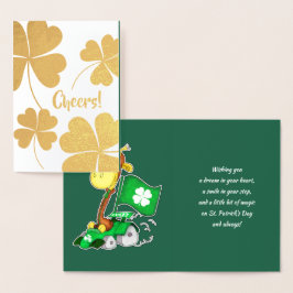 Tarjeta Con Relieve Metalizado Divertido Día de San Patricio