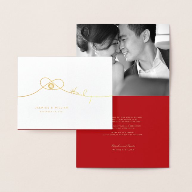 Tarjeta Con Relieve Metalizado Doble felicidad contra Boda chino gracias (Demostración)